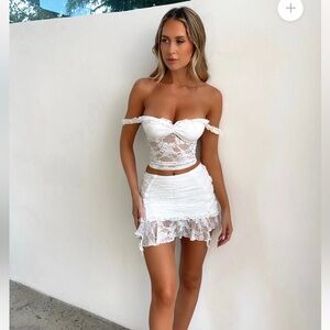 NWT White lace mini skirt & top set - never worn! Size XXS see size chart